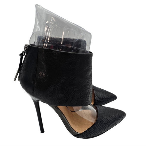 L.a.m.b Theo Swoop Front Black Pointy Heels Ankle Women's Size 6.5 - Picture 2 of 12